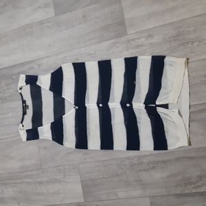 Womens Knit Long Vest sweater lightweight Navy White Forever 21 sz S/M